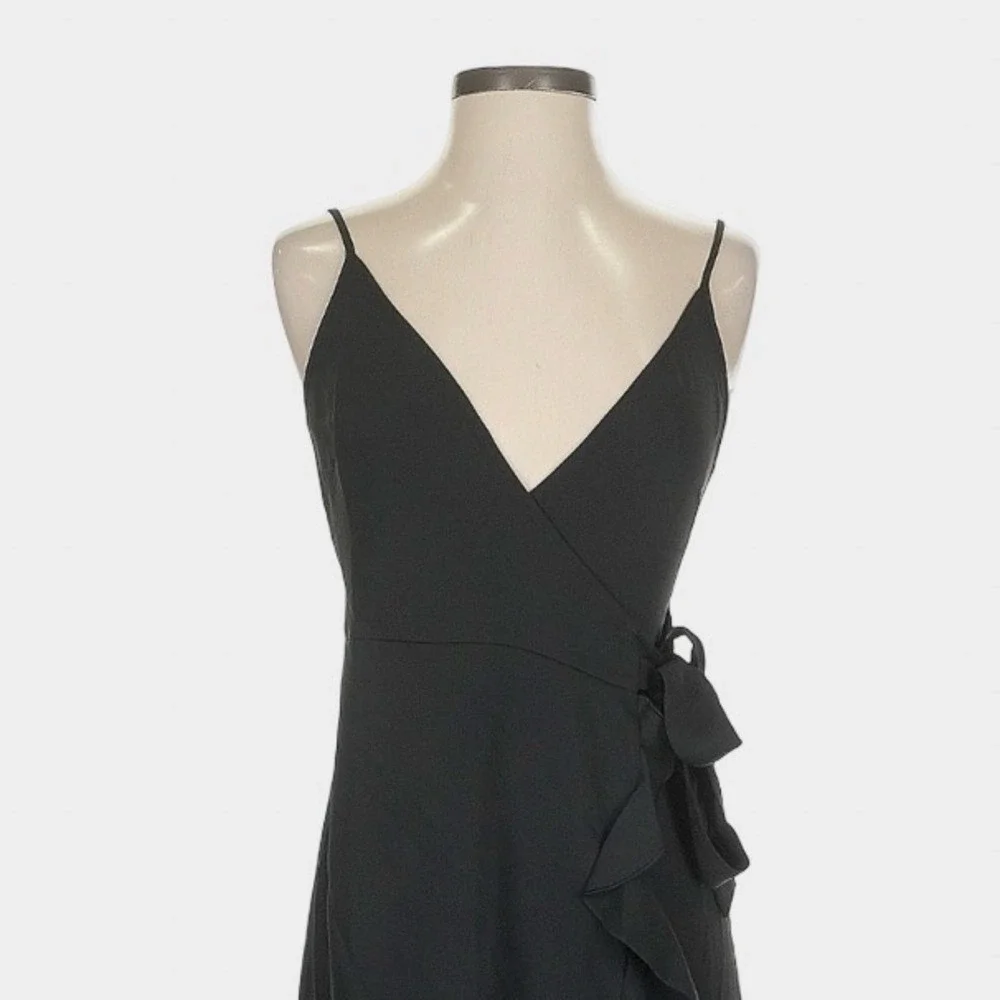 Wilfred Black Soleia Satin Ruffle Wrap Dress XS NWT Cocktail‎ Party